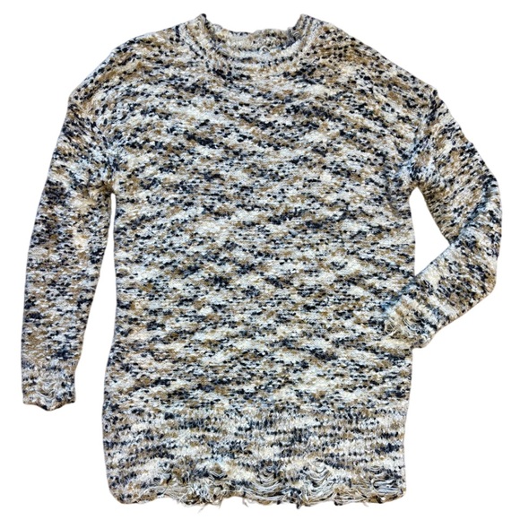 Umgee Speckled Knit Warmest Wishes Sweater Dress Mocha/Cream Size L - Picture 1 of 8